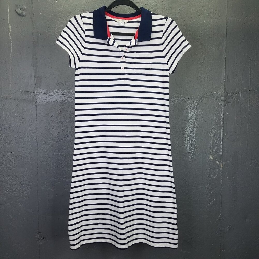 Boden Petunia Polo Shirt Dress Womens 4 Collared Nautical Stripes Stretch Preppy